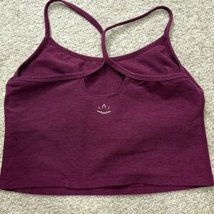 Beyond yoga cropped tank racerback space dye plum bra brami heather purple